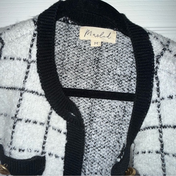 Marled Black and White Grid Blazer - Picture 2 of 4